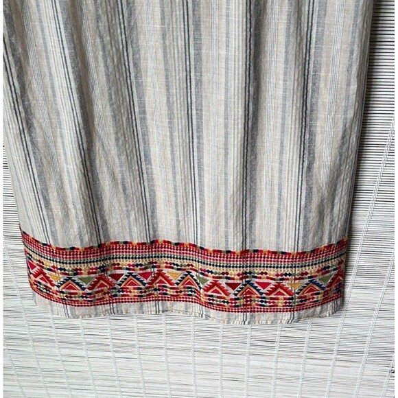 Savanna Jane Floral Embroidered Striped Mini Dress Size Medium Tie Front Boho - Picture 6 of 8